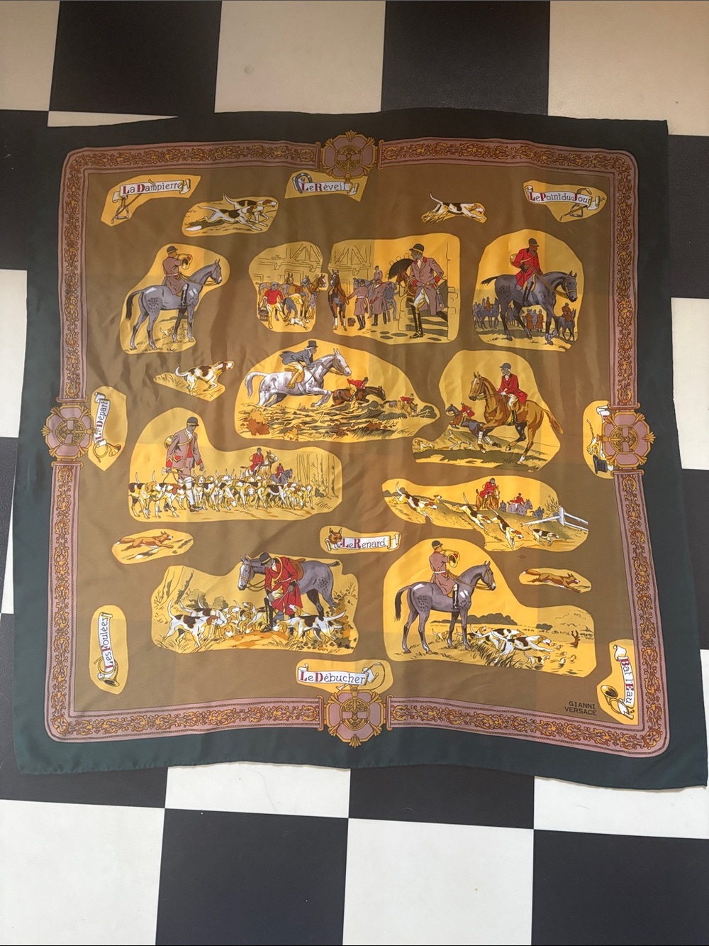 Vintage Gianni Versace 100% silk equestrian scarf